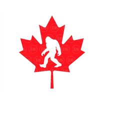 Bigfoot Canada Flag Svg, Big Foot Svg, Maple Leaf Svg, Yeti Svg. Vector Cut file for Cricut, Silhouette, Sticker, Decal,