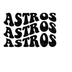 Astros Wavy Stacked Svg, Go Astros Svg, Astros Team Svg, Retro Groovy Font. Vector Cut file Cricut, Silhouette, Sticker,