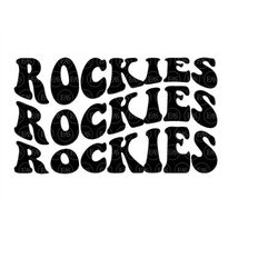 Rockies Wavy Stacked Svg, Go Rockies Svg, Rockies Team Svg, Retro Vintage Groovy Font. Vector Cut file Cricut, Silhouett