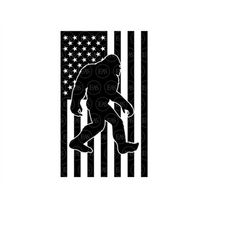 Bigfoot American Flag Svg, Big Foot Svg, Yeti Svg, Sasquatch Svg, USA Flag. Vector Cut file for Cricut, Pdf Png Dxf, Sil