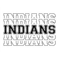 Stacked Indians Svg, Go Indians Svg, Run Indians, Indians Team Svg, Sport Jersey Font. Vector Cut file Cricut, Pdf Png D