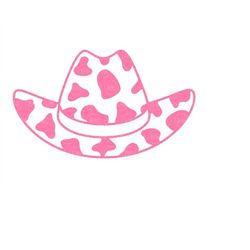 pink cowgirl hat svg, cow prints, nashville svg, nash bash svg, country girl svg. vector cut file for cricut, silhouette