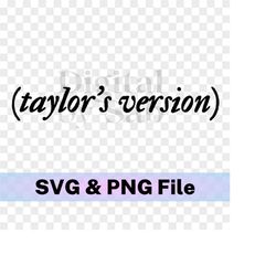 Taylor's Version SVG PNG File, Eras Tour Merch, Eras Tour Outfit, Taylor Swift Digital, Instant Digital Download (2 Pcs)