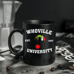 christmas whoville university est 1957 mug, personalized christmas gift, xmas party mug