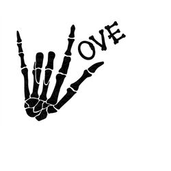 Skeleton I Love You Hand Sign Svg, ASL, Sign Language Svg. Vector Cut file Cricut, Silhouette, Sticker, Decal, Stencil,