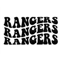 Rangers Wavy Stacked Svg, Go Rangers Team Svg, Retro Vintage Groovy Font. Vector Cut file Cricut, Silhouette, Sticker, P