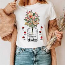 Personalized Grandma Love Bugs Flower Art Shirt, Mama Shirt, Mom Shirt, Nana, Gift For Women, Mother's Day Shirt