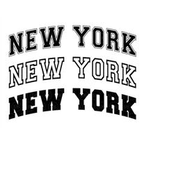 New york Svg, Varsity Font Svg, College Font, Arched Text, America State. Vector Cut file Cricut, Silhouette, Sticker, D