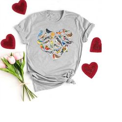 Bird Shirt, Bird Hear Shaped Shirt, Bird Lover Gift, Birdwatchers Gift, Gift For Bird Lover