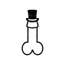 penis svg with top hat svg. clip art, vector cut file for cricut, silhouette, sticker, decal, vinyl, stencil, pin,  pdf