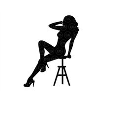 Sexy Woman Svg, Mudflap Girl Svg, Model Silhouette, Curvy Woman Body Svg. Vector Cut file Cricut, Pdf Png Dxf Eps, Stick