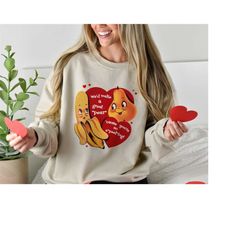 Retro Valentines Day Sweatshirt, Banana Funny Valentines Shirt, Valentines Gift for Her, Vintage Valentine Sweater, Retr
