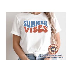 Summer Vibes svg, Vacation svg, Summer quote, Summer saying, Wavy Stacked svg, Beach svg, Boho svg, Svg Dxf Eps Ai Png S