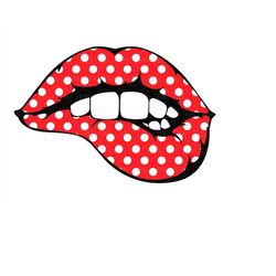 Polka Lips Svg, Polka Dots Biting Lips Svg. Vector Cut file Cricut, Silhouette, Sticker, Decal, Vinyl, Stencil, Pin, Pdf