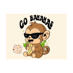 Go Bananas PNG-Monkey Sublimation Digital Design Download-boy png, trendy png, funny png, puns png, zoo png, kids png, b