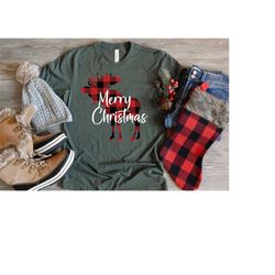 Merry Christmas Moose SVG, Merry and Bright SVG, Christmas Magic SVG, Plaid Moose svg, Family Holiday Shirt, Plaid Chris
