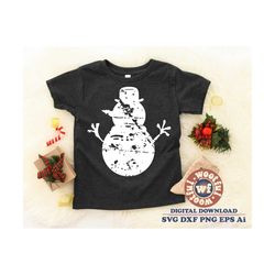 Snowman svg, Grunge svg, Merry Christmas svg, Winter svg, Distressed svg, Christmas Clipart svg, Svg Dxf Eps Ai Png Silh