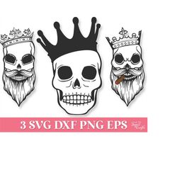 King Skull Crown SVG Cricut, King Skull SVG Shirt Men, Skull PNG Clipart, Skull with Crown Svg File, Queen Skull Crown S