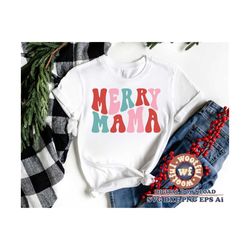Merry Mama svg, Merry and Bright svg, Wavy Stacked svg, Merry Christmas svg, Merry Mother svg, Svg Dxf Eps Ai Png Silhou