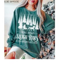 Comfort Colors Sleigh Rides Sweatshirt, Christmas Sweatshirt For Women, Winter Season Vibes Tee, Oversized Top, Womens C