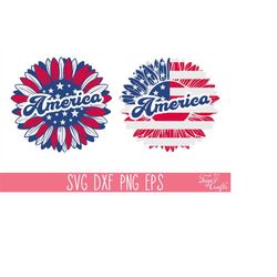 America Sunflower SVG Cut File, American Flag Sunflower SVG, 4th of July Svg, America Svg Files, USA Svg Cricut, 4th of