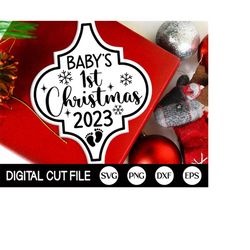 Baby 1st Christmas 2023 SVG, First Christmas Ornament, Christmas Svg, Babys Ornament 2023, Newborn, Funny Christmas, Svg