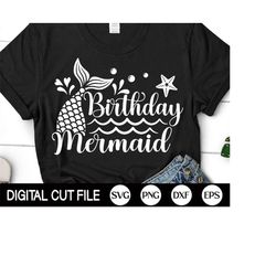 Birthday Mermaid Svg, Girl Birthday Shirt Svg, Baby Girl Svg, Mermaid Tail Svg, Kids Birthday Gift Shirt Design, Svg Fil