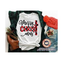 Merry Christmas svg, Buffalo plaid svg, Merry and Bright svg, Winter svg, Holiday svg, Cross svg, Svg Dxf Eps Ai Png Sil