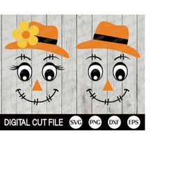 Scarecrow Face Svg, Halloween Svg, Scarecrow Boy and Girl Svg, Spooky Svg, Fall Svg, Halloween Baby Shirt Svg, Autumn, S