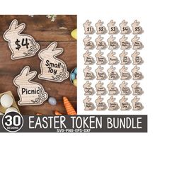 30 Redeemable Easter Token SVG, Kids Easter Laser files, Flower Bunny Token, Easter Coin SVG, Easter Egg Prizes, Glowfor