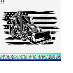 Tractor With Flag Svg, Tractor Svg, Tractor Clipart, Tractor Cricut, Tractor Cutfile, Construction Svg, Farm Equipment S