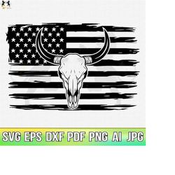 Cow Skull with USA Flag Svg, Floral Cow Svg, Cow Svg, Bull Svg, Cow Skull Svg, Cow Skull Boho Svg, Cow Clipart, Cow Cric