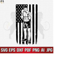 Boxer With USA Flag Svg, Boxing Svg, Boxer Svg, Boxing Glove Svg, Boxing Clipart, Boxing Cricut, Boxing Vector, Boxing C