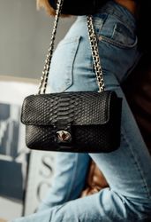 black bag python leather snakeskin
