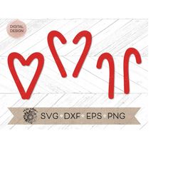 one layer candy cane svg - candy cane die cut svg -  one layer candy cane heart - candy cane svg - christmas svg