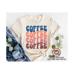 Coffee svg, Coffee Lover svg, Coffee Addict svg, Retro Coffee svg, Iced Coffee svg, Wavy Letters svg, Svg Dxf Eps Ai Png