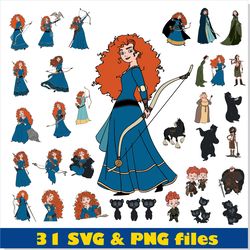 Brave Princess Disney SVG Bundle, Brave SVG, Brave PNG, Princess Disney SVG Cricut, Disney Bundle PNG, Brave Vector