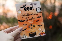 editable halloween party invitation - customize your spooky celebration ! canva template | customizable desing card