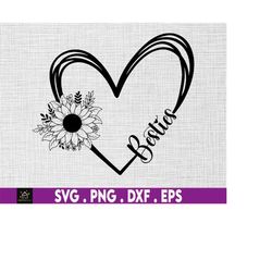 Besties Flower Heart svg, bestfriend svg, Instant Digital Download - svg, png, dxf, and eps files included! Gift Idea, B
