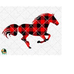 Buffalo Plaid Galloping Horse SVG, Horse Head svg, Horse Vector, Horse PNG, Horse svg Shirt, Clipart, Cut File, Cricut,