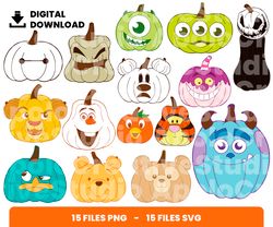 Bundle Layered Svg, Painted Pumpkins Disney Svg, Pumpkins, Halloween Svg, Digital Download, Clipart, PNG, SVG, Cricut