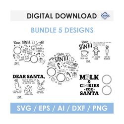 Dear Santa Cookie Tray SVG bundle, Dear Santa Cookies And Milk Svg, santa cookie tray svg, Santa Cookies Svg, digital