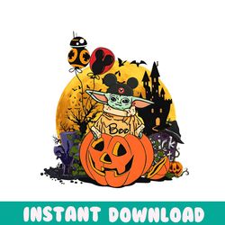 Baby Yoda Boo Retro Star Wars Halloween PNG Download