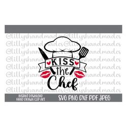 Kiss the Chef Svg, Apron Svg, Farmhouse Kitchen Svg, Kitchen Quotes Svg, Made with Love Svg, Country Kitchen Svg, Master