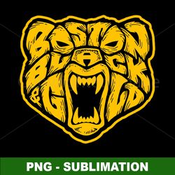Sublimation PNG Digital Download - Boston Black Gold Bear Face - Unleash the Wild in Your Sublimation Projects