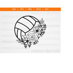 Floral Volleyball Svg| Volleyball Svg| Volleyball Player Svg| Volleyball with flowers Svg|Sports Svg | Png, Vector, Clip
