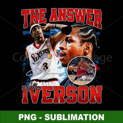 Allen Iverson Basketball PNG Digital Download - Vintage Retro 80s 90s Signature Rap Style - Unleash Your Inner Baller