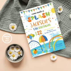 Personalized File Splash Pad Invitation PNG File Only, Splash Pad Party Invite Birthday Png, Instant Download Splash