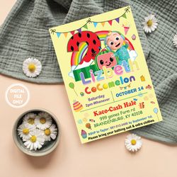 Personalized File Custom Cocomelon Invitation Png, Baby Birthday Invitation Png, cocomelon party,Birthday Invitatio