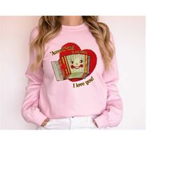 Retro Valentines Day Sweatshirt, Funny Valentines Shirt Gift for Her, Accordion Shirt, Women's Vintage Valentines Sweate